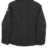 TOMMY HILFIGER Womens Black Jacket S Polyester Blend Quilted Hooded Zip