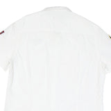NAPAPIJRI Mens White Casual Shirt M Cotton Blend Patch Logo Norwegian Flag