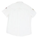 NAPAPIJRI Mens White Casual Shirt M Cotton Blend Patch Logo Norwegian Flag