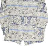 STUDIO C Womens Blue & Grey Floral Pattern Coach Jacket L Polyester Blend Woven