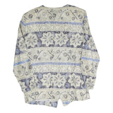 STUDIO C Womens Blue & Grey Floral Pattern Coach Jacket L Polyester Blend Woven