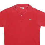 LACOSTE Mens Red Short Sleeve Plain Polo Shirt S Classic Cotton Blend