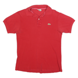 LACOSTE Mens Red Short Sleeve Plain Polo Shirt S Classic Cotton Blend