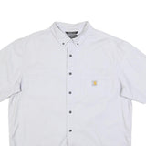 CARHARTT Mens White Short Sleeve Cotton Blend Work Shirt 2XL Rugged Flex