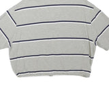 POLO RALPH LAUREN Womens Grey & Navy Striped Short Sleeve Polo Shirt L Crop