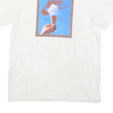 NIKE Mens White Graphic T-Shirt S Short Sleeve Crew Neck Cotton Blend Casual