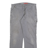 DICKIES Mens Cotton Blend Grey Regular Straight Trousers W36 L30 Workwear Zip