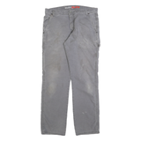 DICKIES Mens Cotton Blend Grey Regular Straight Trousers W36 L30 Workwear Zip