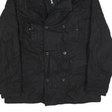GUESS Mens Black Wool Blend Military Style Jacket XL Woven Zip Casual Outerwear