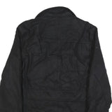 GUESS Mens Black Wool Blend Military Style Jacket XL Woven Zip Casual Outerwear