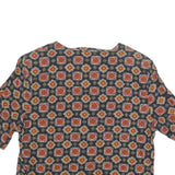 LASTING IMPRESSION Womens Blue & Orange Printed Top Short Sleeve Round Neck S