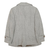 REBECCA Womens Grey Wool Blend Button Jacket S Woven Classic Stylish Warm