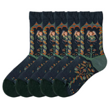 Anyfootwear 5 Pairs Size 5-9 Unisex Long Socks Cartoon Lion Woman Print Design Warm Winter Socks Comfortable Casual Foot Accessories