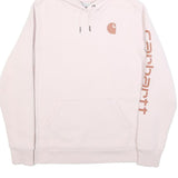 CARHARTT Womens Pink Hoodie L Cotton Blend Pullover Logo Print