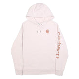 CARHARTT Womens Pink Hoodie L Cotton Blend Pullover Logo Print
