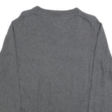 TOMMY HILFIGER Mens Grey Plain Cotton Blend Jumper V-Neck Basic Knit M Classic