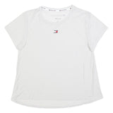 TOMMY HILFIGER Womens White T-Shirt L Short Sleeve Crew Neck Logo Print