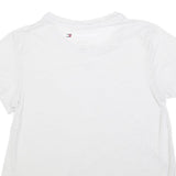 TOMMY HILFIGER Womens White T-Shirt L Short Sleeve Crew Neck Logo Print