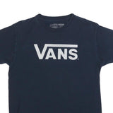 VANS Mens Black Classic Logo T-Shirt M Short Sleeve Crew Neck Cotton Blend