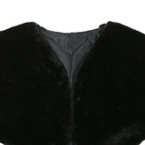 Womens Black Faux Fur Vest M Polyester Blend Plain Sleeveless Elegant Outerwear