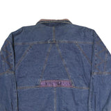 Mens Blue Denim Button Jacket L Cotton Classic Casual Retro Style