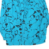 Womens Blue & Black Printed Shirt Long Sleeve Collared Polyester Blend L Stylish