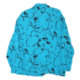 Womens Blue & Black Printed Shirt Long Sleeve Collared Polyester Blend L Stylish