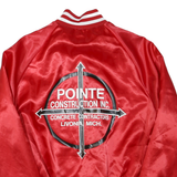 Mens Red Satin Button Jacket S Polyester Blend Varsity Style Embroidered