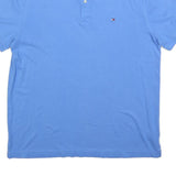 TOMMY HILFIGER Mens Blue Polo Shirt L Cotton Blend Short Sleeve Plain