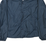 ATHLETIC WORKS Mens Blue Nylon Button Jacket L Plain Lightweight Coach Style