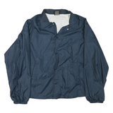 ATHLETIC WORKS Mens Blue Nylon Button Jacket L Plain Lightweight Coach Style