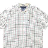 TOMMY HILFIGER Mens White & Multi Check Shirt M Cotton Blend Classic Casual