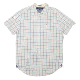 TOMMY HILFIGER Mens White & Multi Check Shirt M Cotton Blend Classic Casual