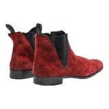 HESCHUNG Chelsea Boots Maroon Leather Womens UK 5.5