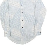 HATHAWAY Mens Blue & White Patterned Shirt S Cotton Blend Long Sleeve Button