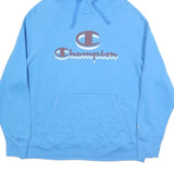 CHAMPION Womens Blue Hooded Pullover 2XL Cotton Blend Casual Sweatshirt