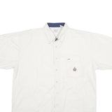 BUGLE BOY Mens White Plain Cotton Shirt XL Button Down Short Sleeve