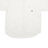 BUGLE BOY Mens White Plain Cotton Shirt XL Button Down Short Sleeve
