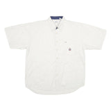 BUGLE BOY Mens White Plain Cotton Shirt XL Button Down Short Sleeve