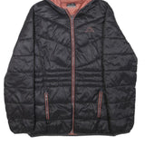 KAPPA Womens Black Hooded Jacket L Polyester Blend Quilted Zip Up Sportswear