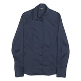 MASSIMO DUTTI Womens Navy Blue Shirt S Classic Button Down Cotton Blend