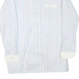 M CLUB Mens White & Blue Striped Cotton Blend Shirt M Long Sleeve Button Collar