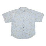 BUGLE BOY Mens Blue Cotton Blend Shirt 2XL Button Down Short Sleeve Summer