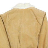 VELLION Mens Beige Leather Jacket M Suede Button Closure Sherpa Collar