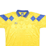 UMBRO Mens Yellow & Blue Football Shirt XL Short Sleeve Polo Collar Sports 9