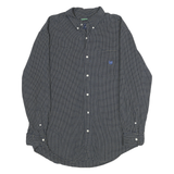 CHAPS Mens Navy Blue & Cream Check Long Sleeve Shirt L Button-Down Collar Cotton