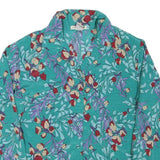 NOTATIONS Womens Green Floral Printed Long Sleeve Collared Shirt M Polyester