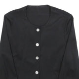 EXTRAVERT Womens Black Button Wool Blend Jacket M Plain Classic Fit Button