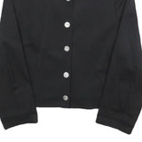 EXTRAVERT Womens Black Button Wool Blend Jacket M Plain Classic Fit Button