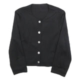EXTRAVERT Womens Black Button Wool Blend Jacket M Plain Classic Fit Button